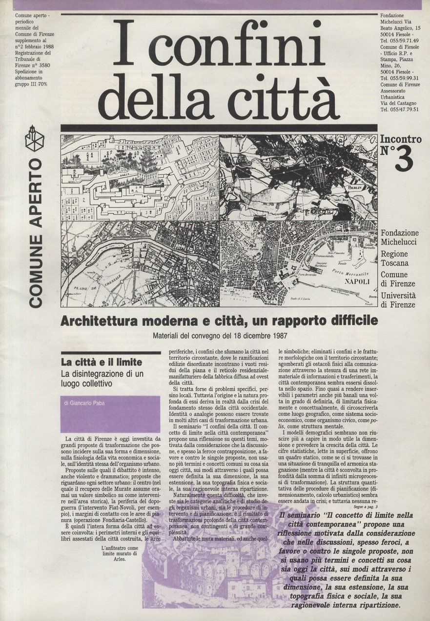 CONFINI (I) della città. Incontro n. 3.