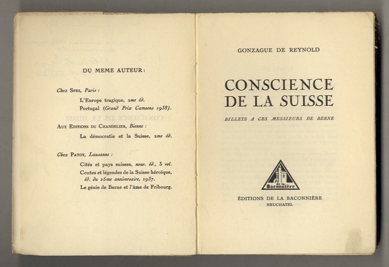Conscience de la Suisse. Billets à ces Messieurs de Berne.