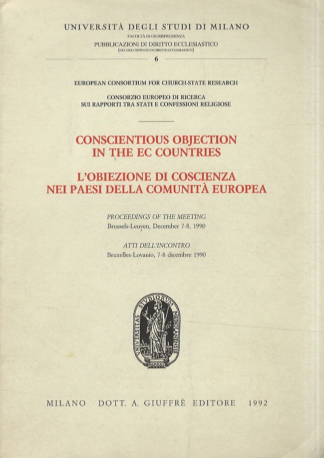 CONSCIENTIOUS objection in the EC Countries. L'obiezione nei Paesi della …