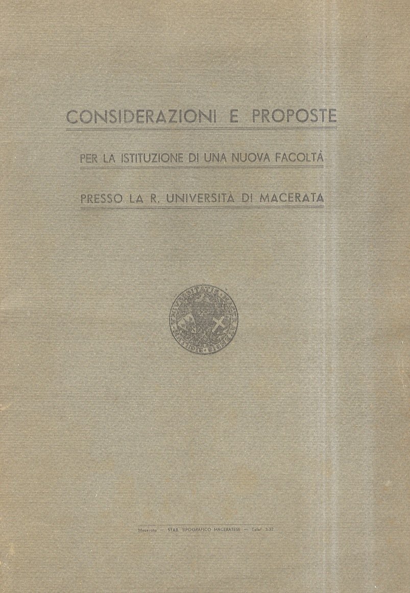 CONSIDERAZIONI e proposte per la istituzione di una nuova facoltà …