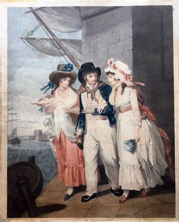 Coppia di grandi incisioni in rame impresse a colori con … | Immagine Gallery 1