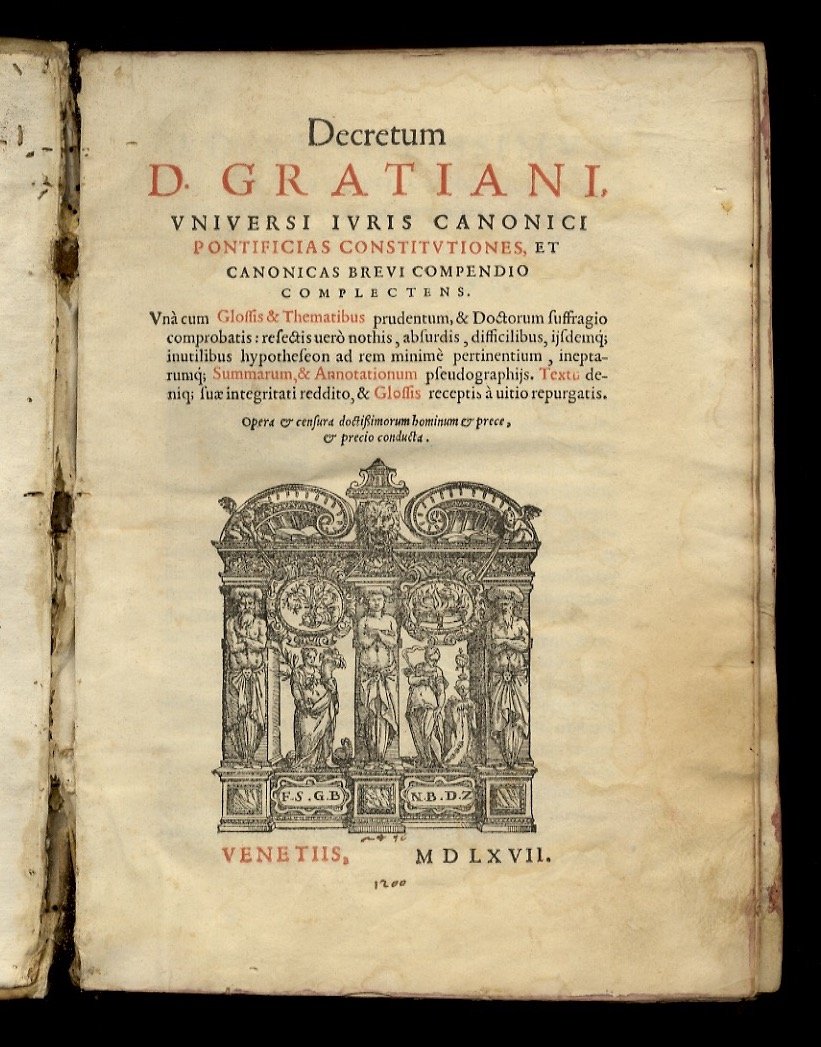 [CORPUS IURIS CANONICI]. Decretum Gratiani universi Iuris Canonici. - Decretales …