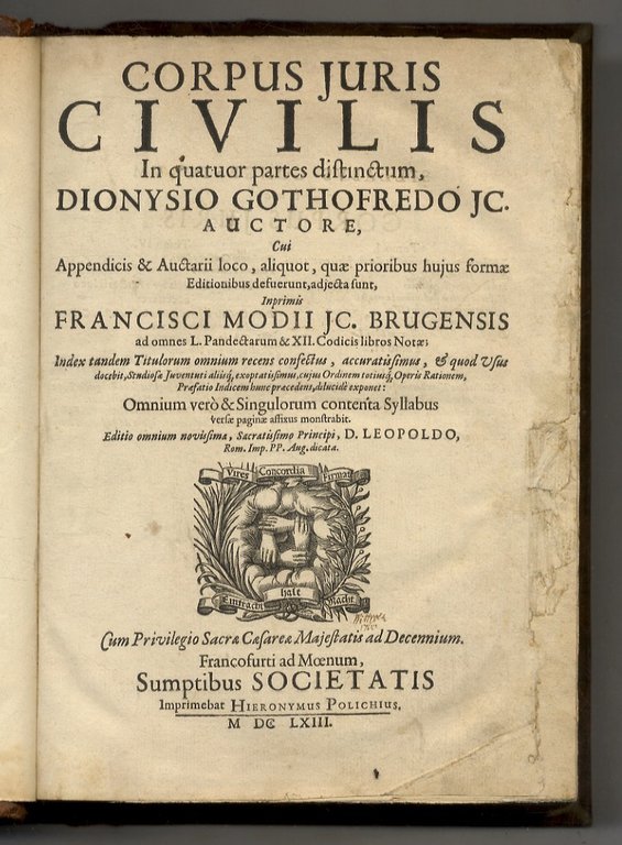 CORPUS juris civilis in quatuor partes distinctum, Dionysio Gothofredo jc. … | Immagine Gallery 3