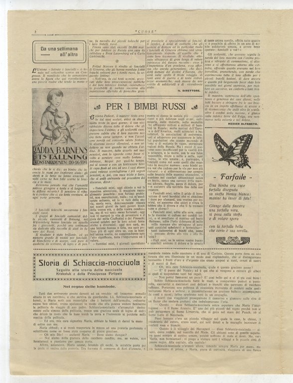 CUORE. Giornale illustrato peri ragazzi. Anno I, 1921: nn. 1, …