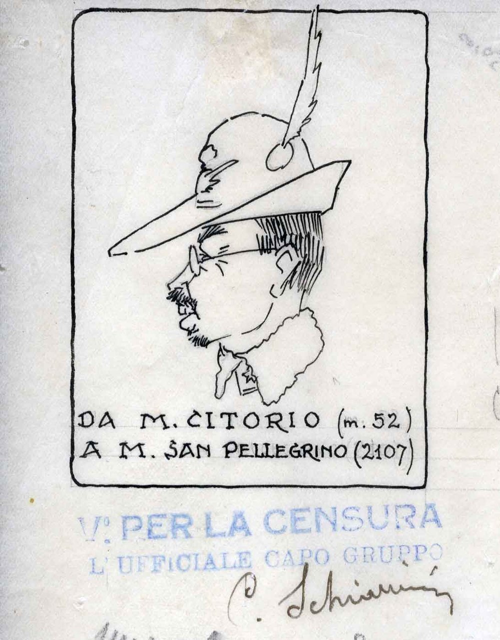 “Da M. Citorio (m. 52) a M. San Pellegrino (2107)”.