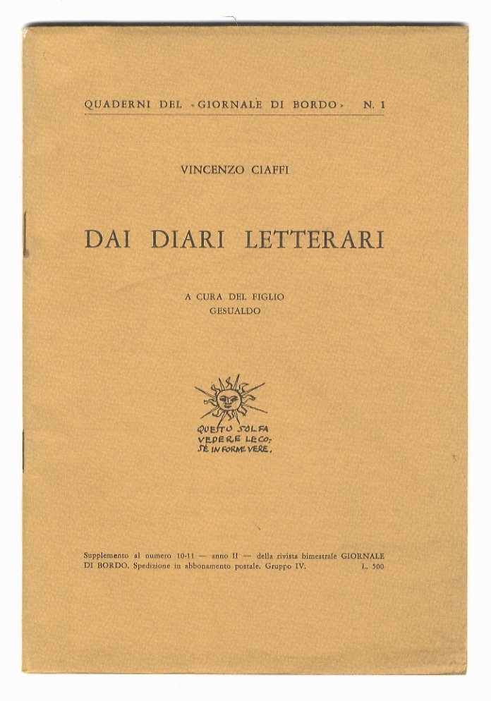Dai diari letterari. A cura del figlio Gesualdo.