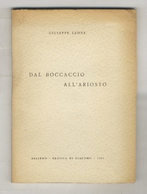 Dal Boccaccio all'Ariosto.