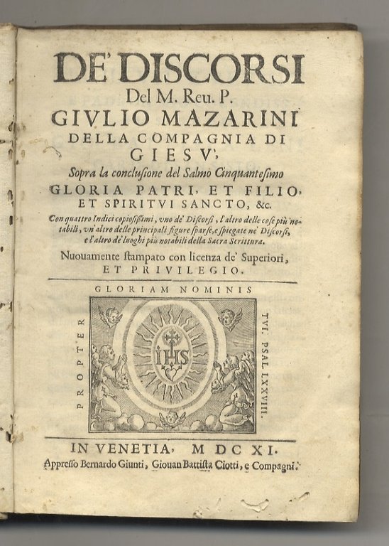 De' discorsi del m. rev. p. Giulio Mazarini della Compagnia …