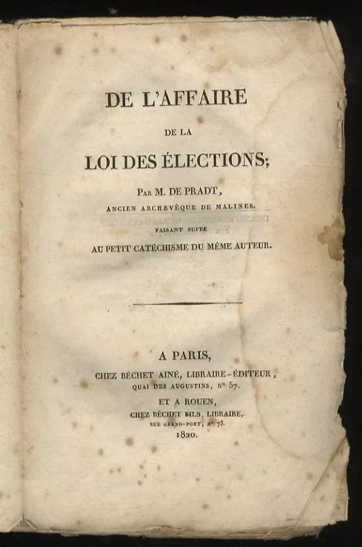 De l'affaire de la loi des élections. Faisant suite au …