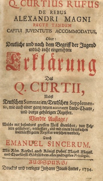 De rebus Alexandri Magni recte tandem captui juventutis accomodatus, Oder: …
