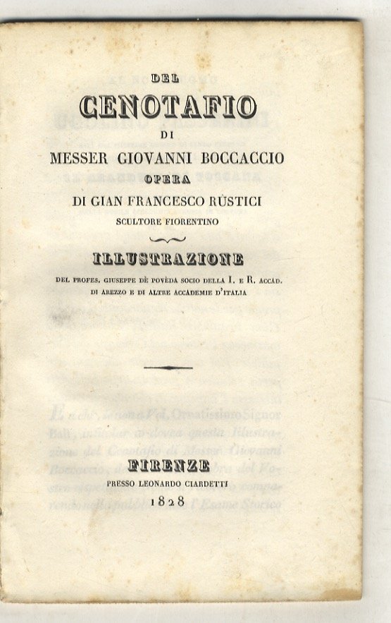 Del cenotafio di messer Giovanni Boccaccio, opera di Gian Francesco …