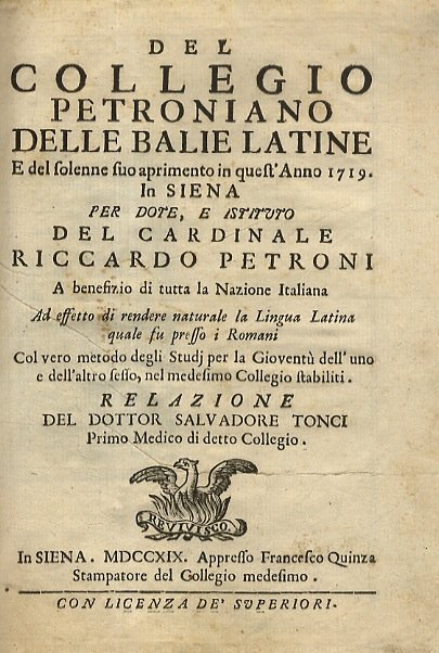 Del Collegio Petroniano delle balie latine e del solenne suo …