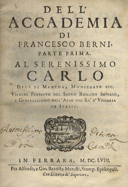 Dell'Accademia di Francesco Berni. Parte prima [-seconda].