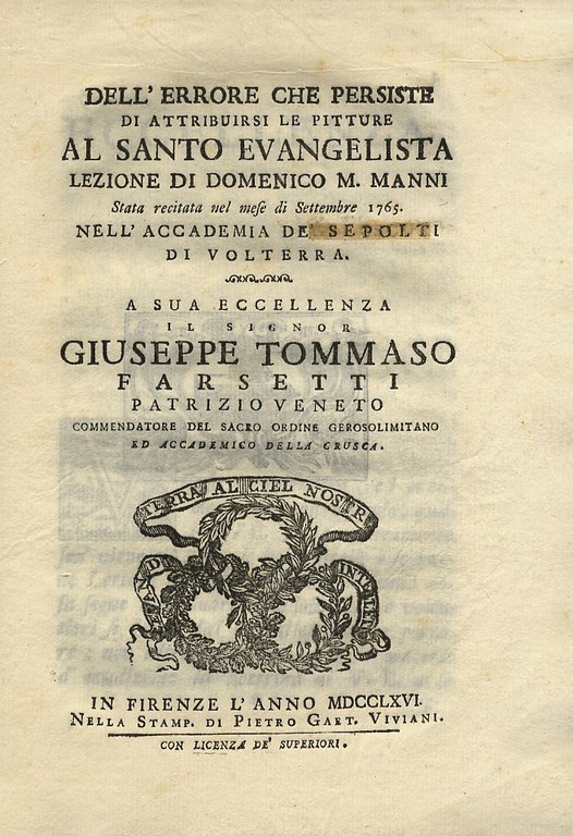 Dell'errore che persiste di attribuirsi le pitture al Santo Evangelista. … | Immagine Gallery 1
