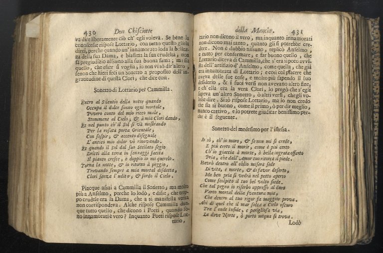 Dell'ingegnoso cittadino don Chisciotte della Mancia. Composta da Michel di Cervantes Saavedra. Et hora nuovamente tradotta con fedelta, e chiarezza, di spagnuolo in italiano, da Lorenzo Franciosini fiorentino. Parte prima. In questa quarta impressione corretta, e migliorata con la traduzione de versi spagnuoli, non tradotti nella prima edizione.