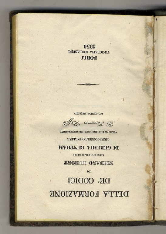 Della formazione de' codici di Stefano Dumont estratto dalla opera …
