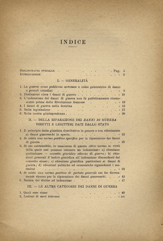 Della riparazione dei danni di guerra.