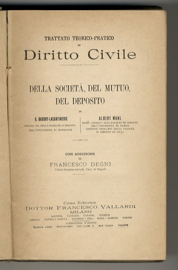 Della società, del mutuo, del deposito. Con addizione di Francesco …
