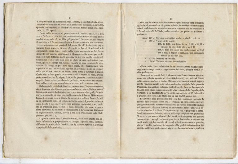 Delle condizioni agricole della Pianosa e dell'ordinamento delle colonie agricole …