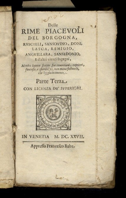 Delle rime piacevoli del Borgogna, Ruscelli, Sansovino, Doni, Lasca, Remigio, …