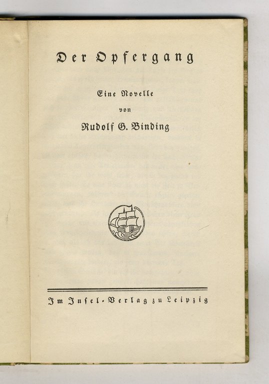 Der Opfergang. Eine Novelle.