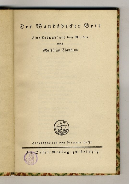 Der Wandsbeck Bote. Eine Auswahl aus den Werken. Herausgegeben von …