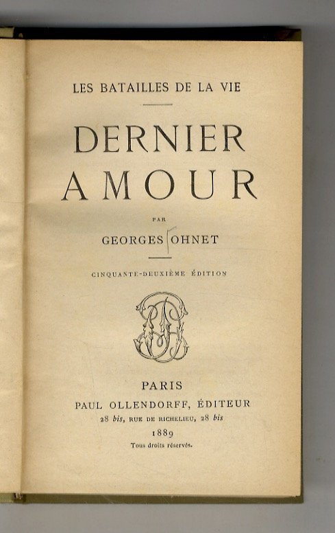 Dernier Amour. 52ème édition.