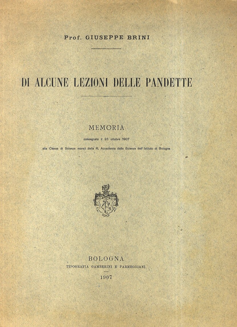Di alcune lezioni delle pandette. Memoria.