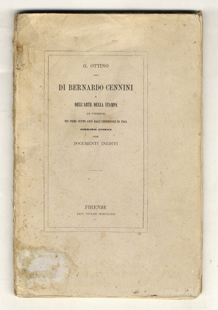 Di Bernardo Cennini e dell'arte della stampa in Firenze nei … | Immagine principale