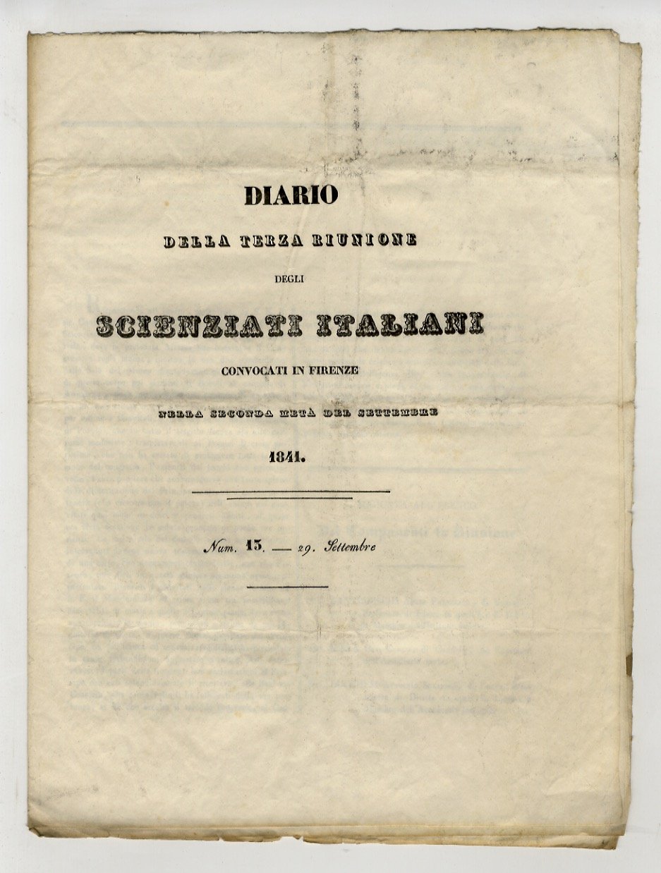 Diario della terza riunione degli scienziati italiani convocati in Firenze …