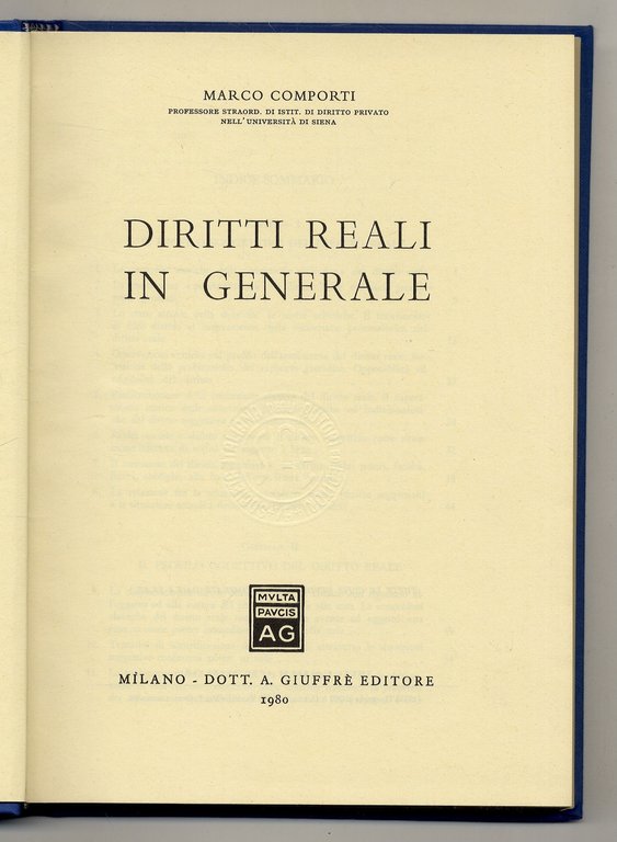 Diritti reali in generale.