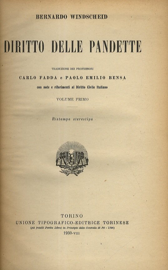 Diritto delle pandette. Traduzione dei Professori C. Fadda e P.E. … | Immagine principale