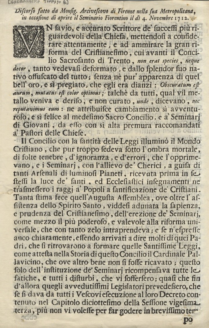 Discorso fatto da Monsig. Arcivescovo di Firenze nella sua metropolitana …