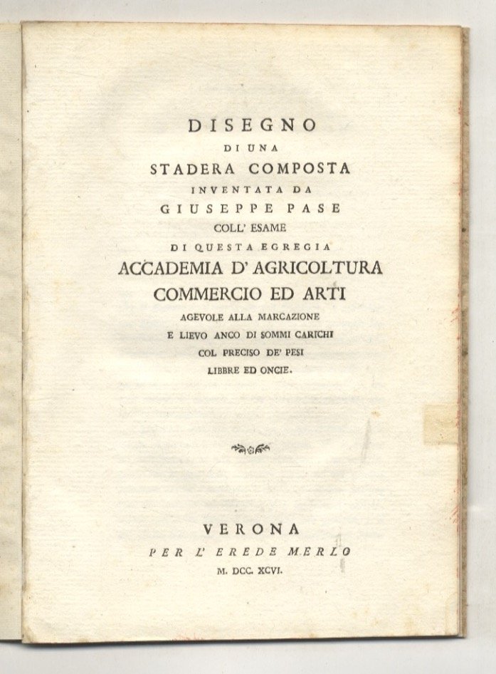 Disegno di una stadera composta inventata da Giuseppe Pase coll'esame … | Immagine principale