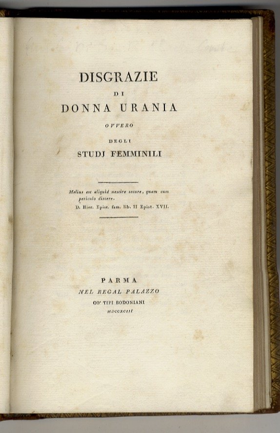 Disgrazie di Donna Urania ovvero Degli studj femminili. | Immagine principale