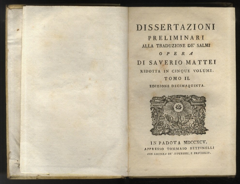 Dissertazioni preliminari alla traduzione de' salmi. Opera di Saverio Mattei. … | Immagine principale