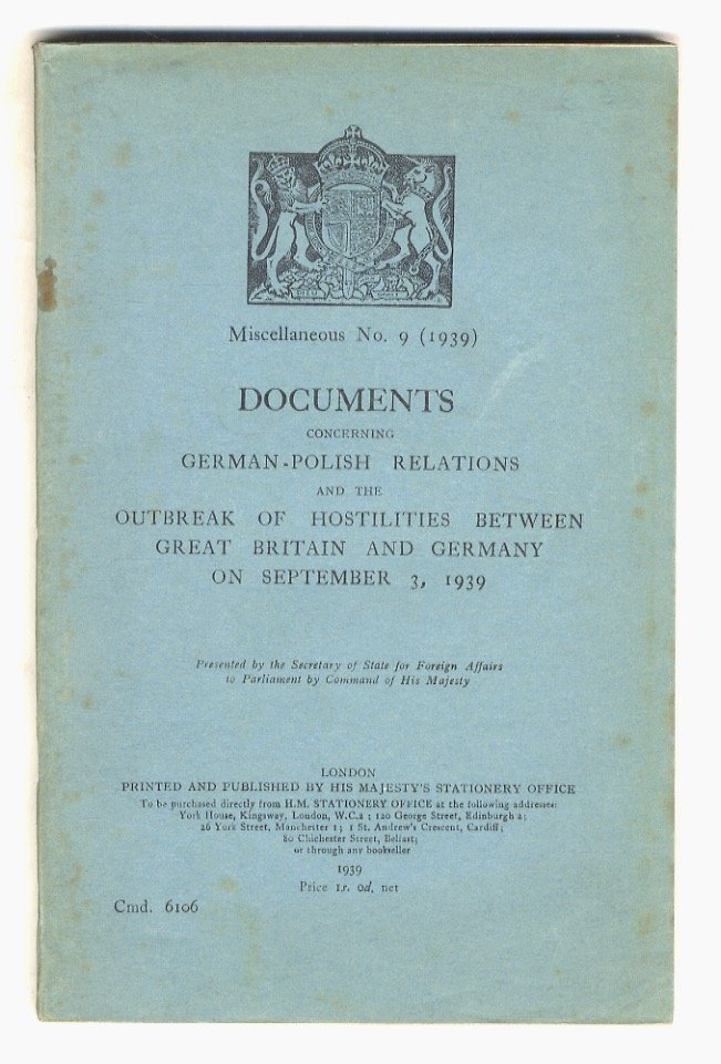 Documents concerning German-Polish relations and the outbreak of hostilities between …