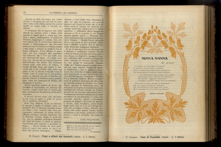 DOMENICA (LA) dei Fanciulli. Giornale settimanale illustrato. Direttrice L. Sclaverano. …
