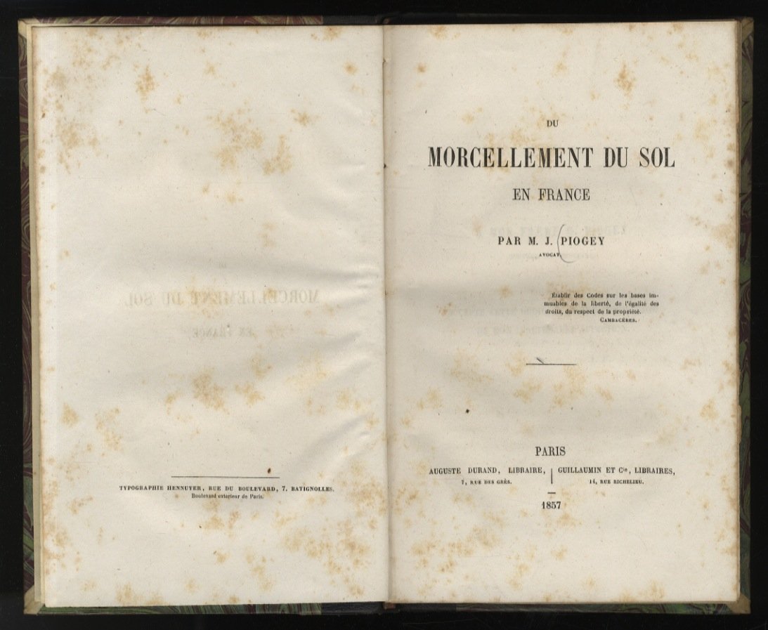 Du morcellement du sol en France.