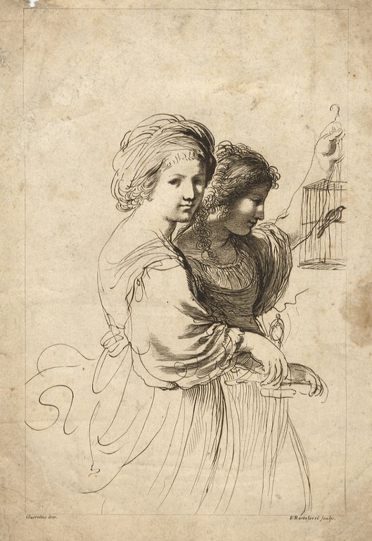[Due fanciulle con una gabbietta. Dal Guercino].