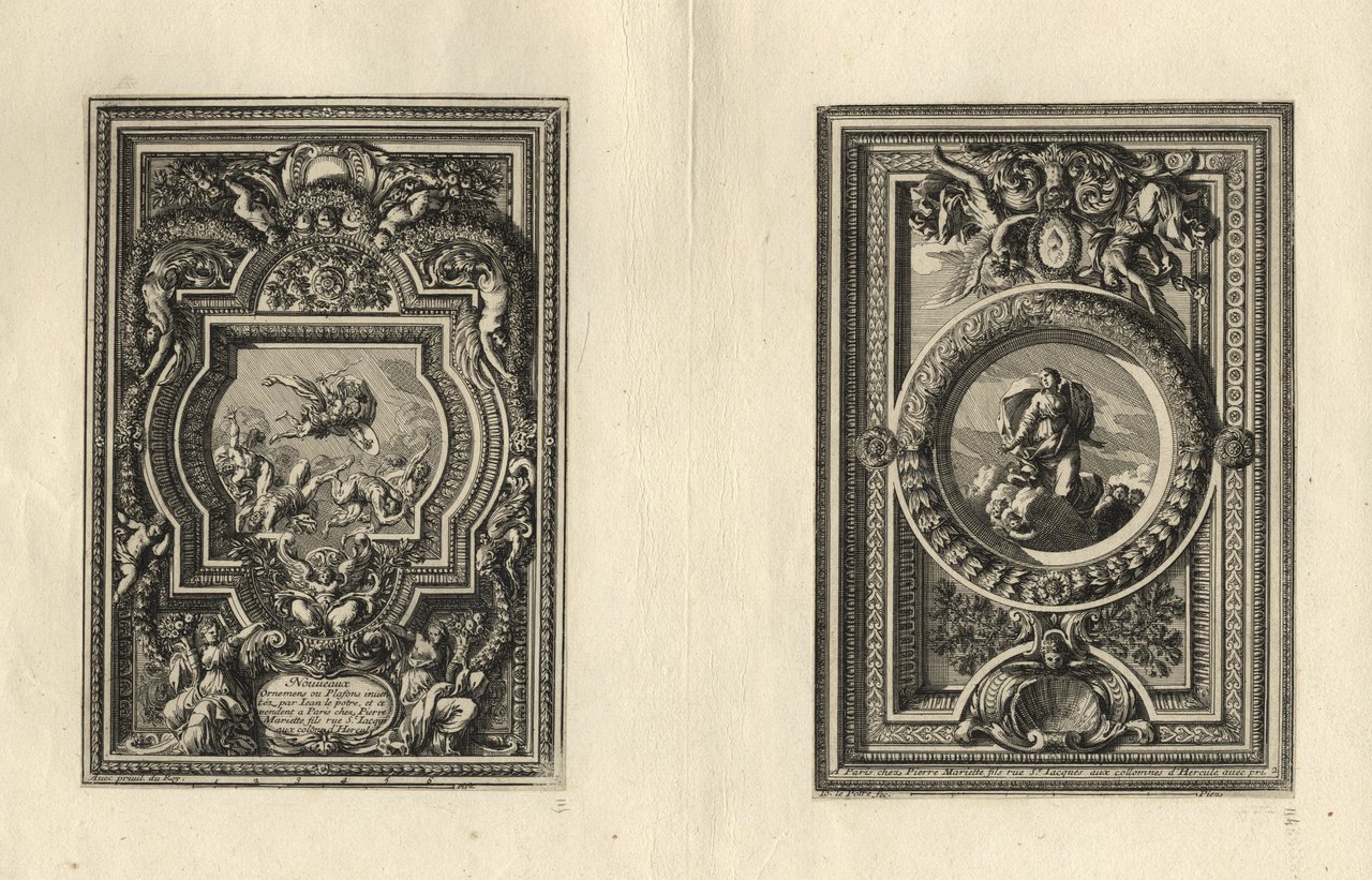 Due incisioni raffiguranti soffitti barocchi. | Immagine principale