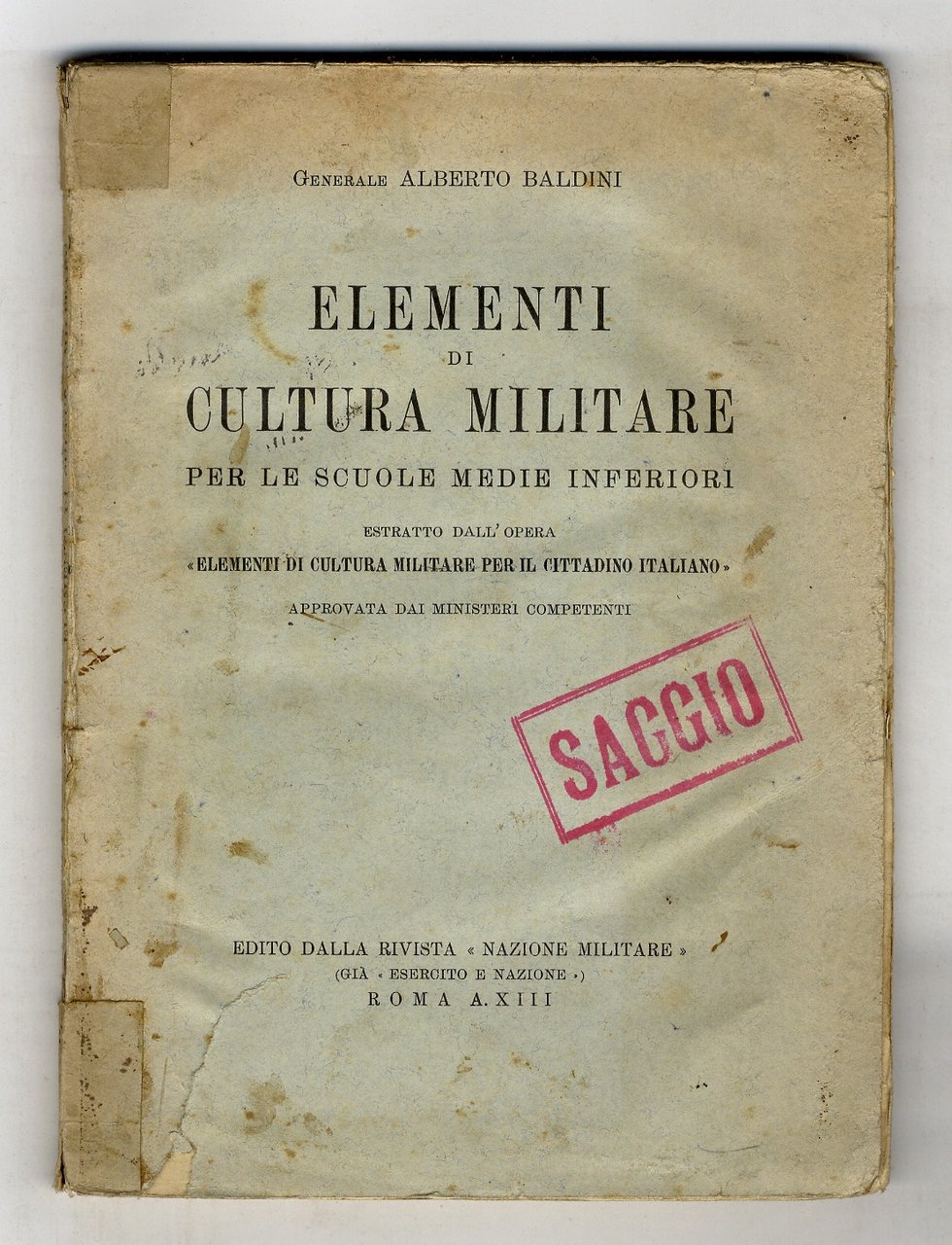 Elementi di cultura militare per le scuole medie inferiori, estratto …