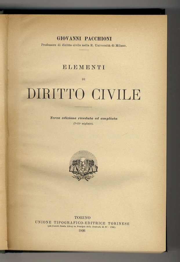 Elementi di diritto civile. Terza edizione riveduta ed ampliata.
