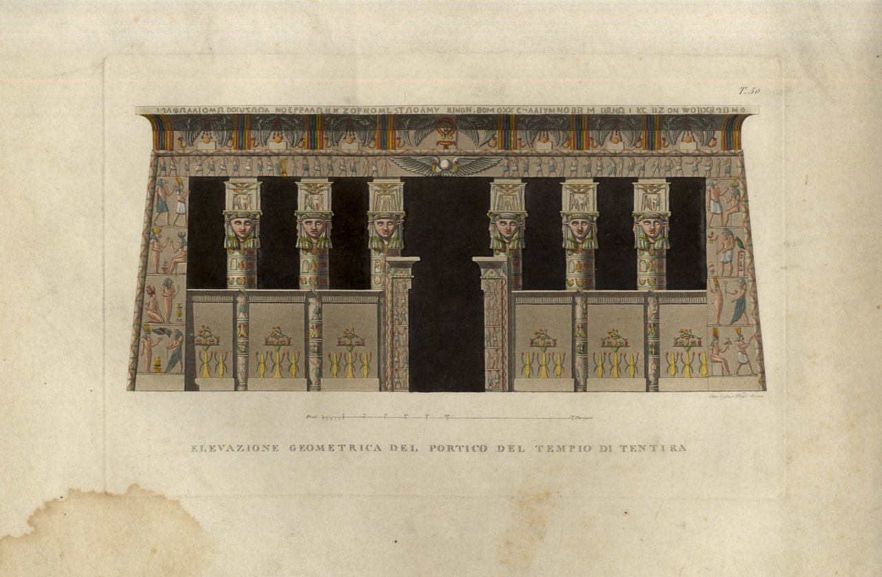 Elevazione geometrica del portico del tempio di Tentira.