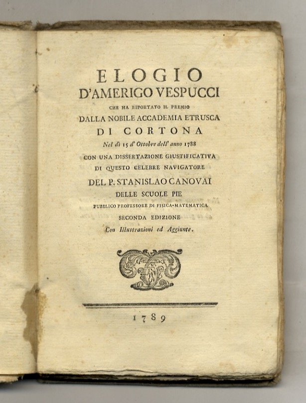 Elogio d'Amerigo Vespucci che ha riportato il premio dalla nobile …