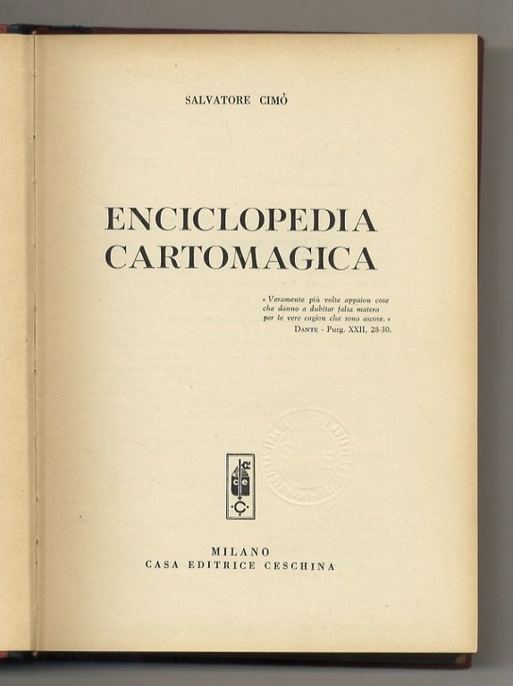 Enciclopedia cartomagica. (Giochi di combinazione - Carta adocchiata - Giochi …