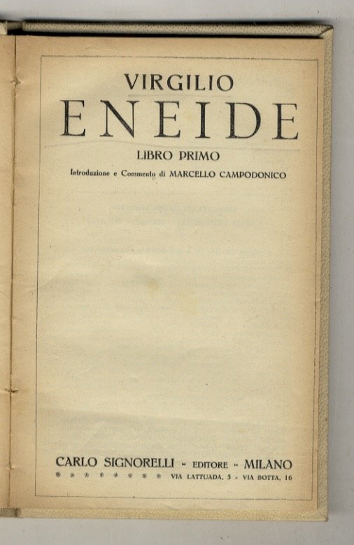 Eneide. Libri primo. Introduzione e commento di Marcello Campodonico. | Immagine principale