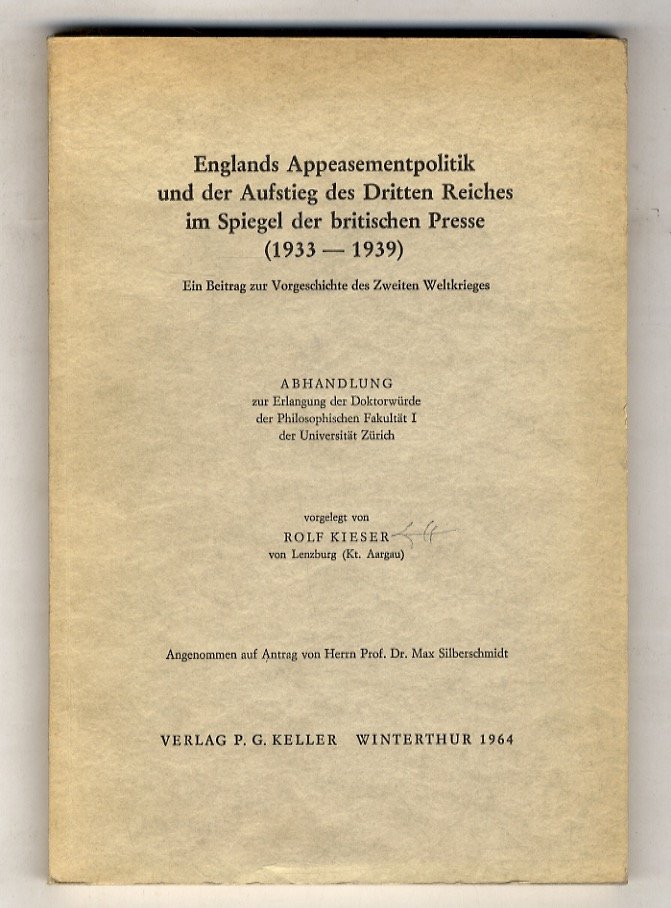 Englands Appeasementpolitik und der Aufstieg des Dritten Reiches im Spiegel …