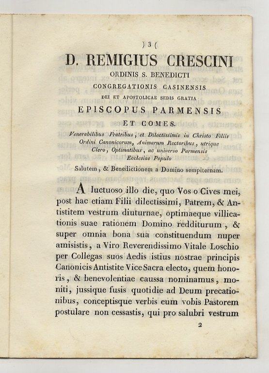 Epistola pastoralis ad clerum et populum Ecclesiae parmensis.