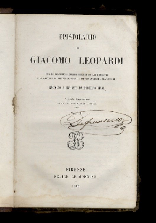 Epistolario [.] con le iscrizioni greche triopee da lui tradotte …